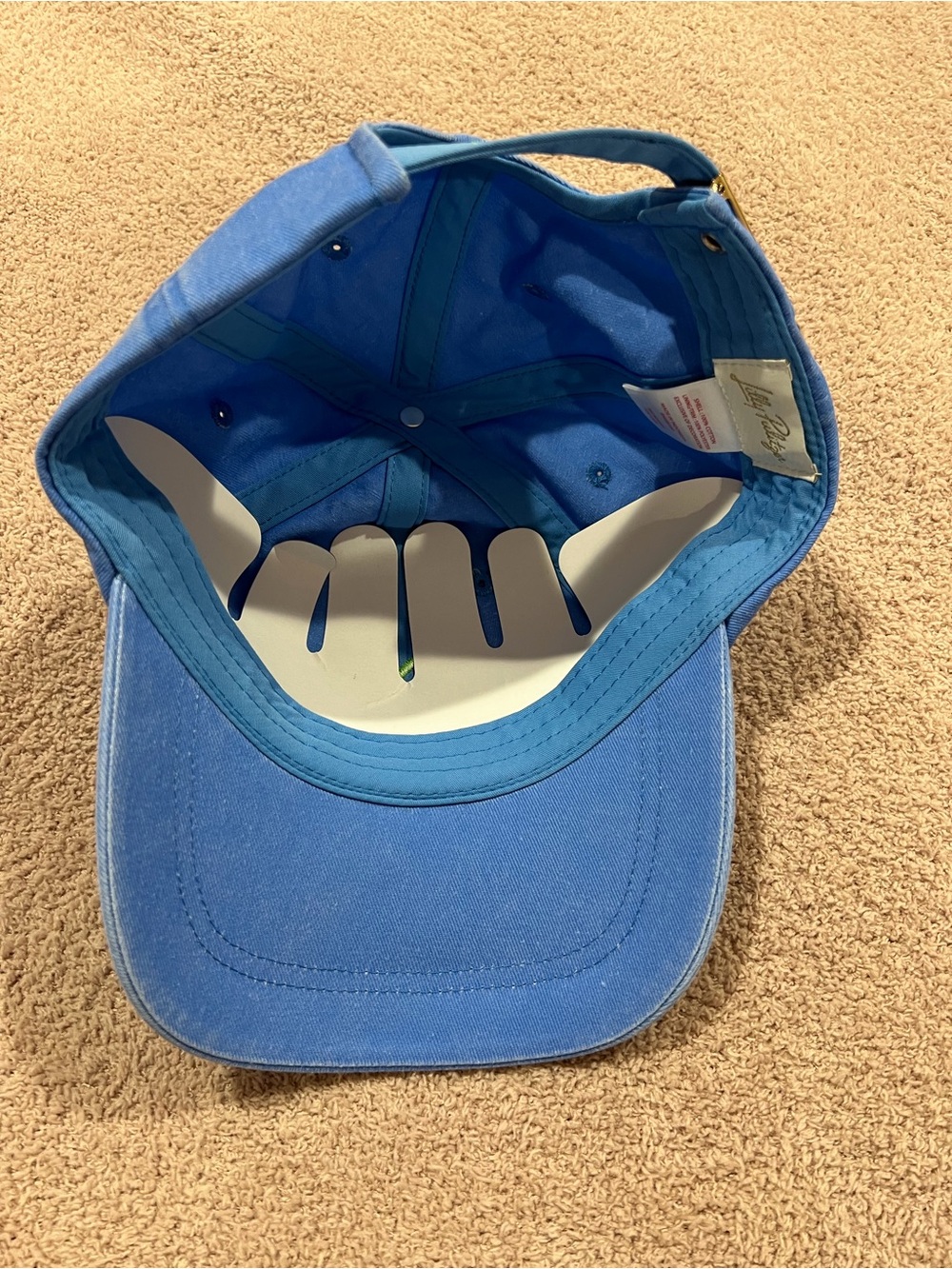 NWT! Lilly Pulitzer Blue Baseball Cap with Neon Green Embroidered Logo - Picture 4 of 5